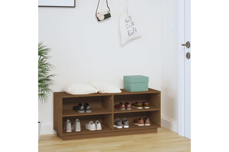 Kenkäkaappi hunajanruskea 140x35x45 cm täysi mänty - Ruskea - Säilytys - Kenkäsäilytys