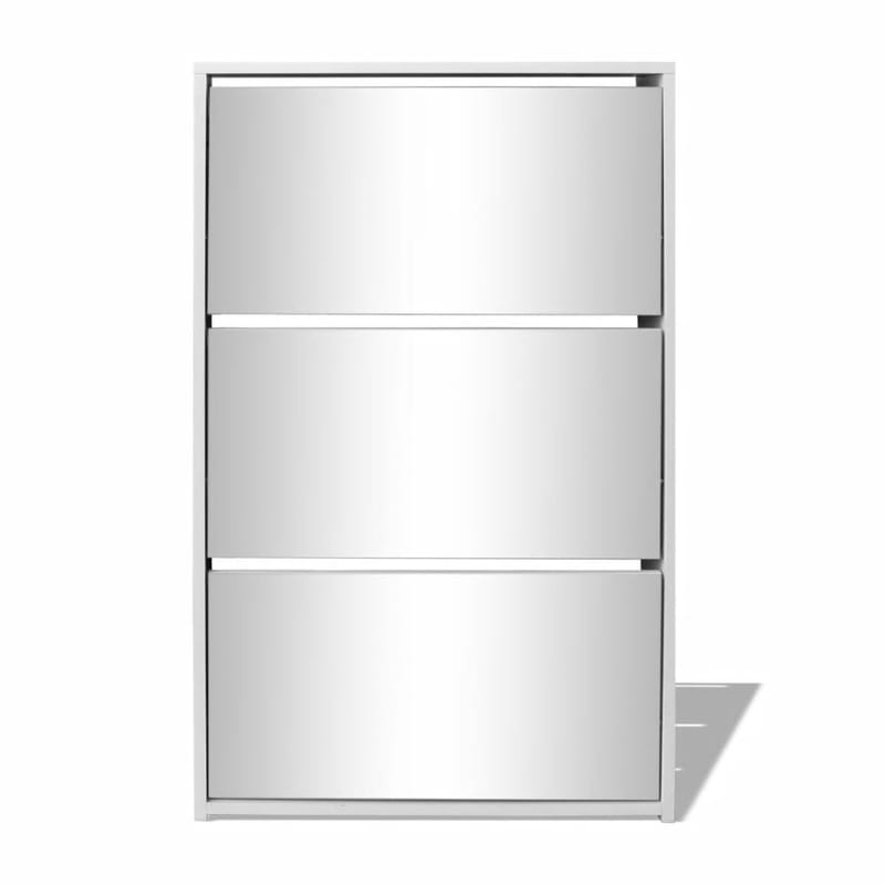 Kenkäkaappi 3 kerrosta ja peilit Valkoinen 63x17x102.5 cm - Valkoinen - Säilytys - Kenkäsäilytys - Kenkäkaappi