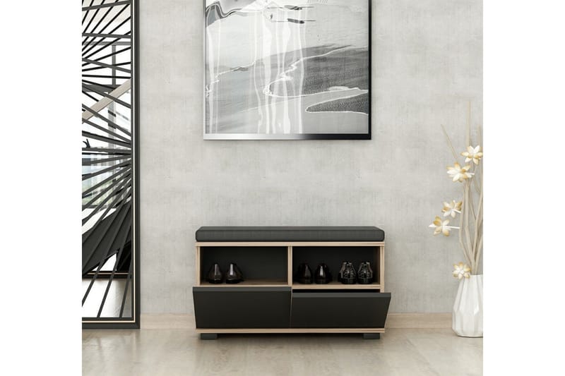 Kenkäkaappi Drago 80 cm - Pähkinä/Musta - Säilytys - Kenkäsäilytys - Kenkäkaappi