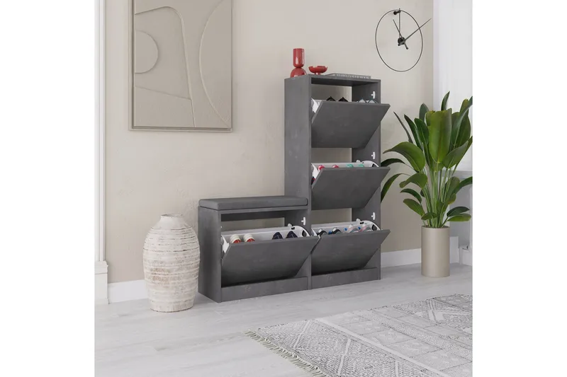 Kenkäkaappi Dude 105 cm - Harmaa - Säilytys - Kenkäsäilytys - Kenkäkaappi