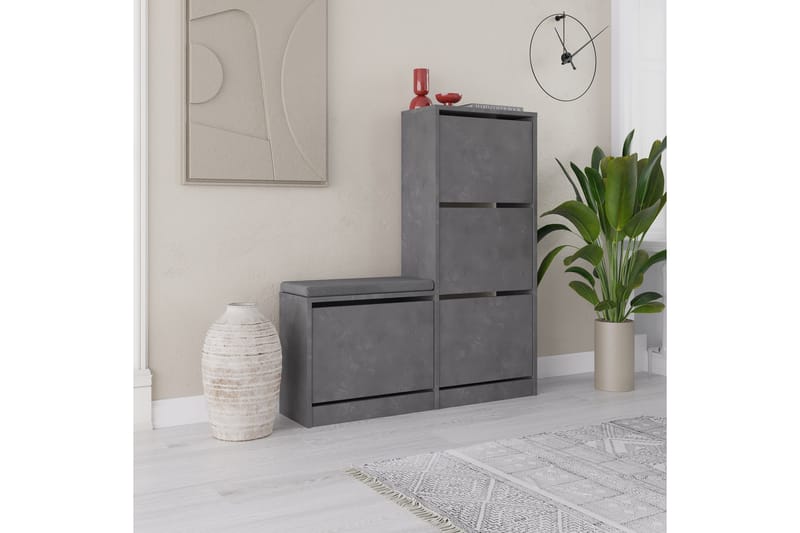 Kenkäkaappi Dude 105 cm - Harmaa - Säilytys - Kenkäsäilytys - Kenkäkaappi