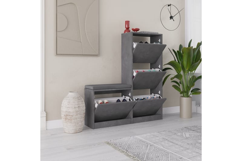 Kenkäkaappi Dude 105 cm - Harmaa - Säilytys - Kenkäsäilytys - Kenkäkaappi