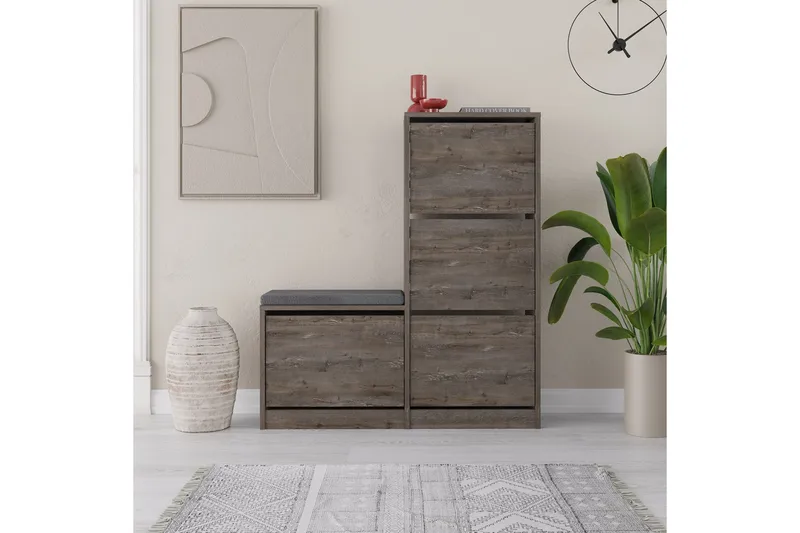 Kenkäkaappi Dude 105 cm - Tummanruskea - Säilytys - Kenkäsäilytys - Kenkäkaappi