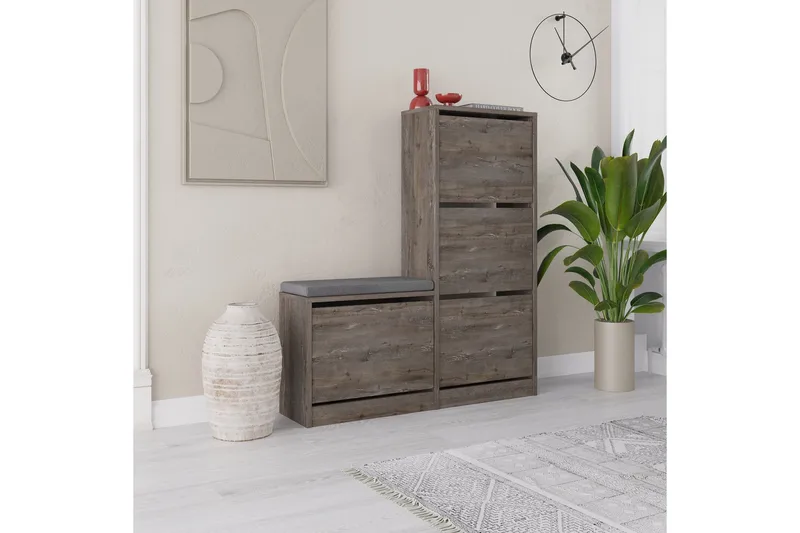 Kenkäkaappi Dude 105 cm - Tummanruskea - Säilytys - Kenkäsäilytys - Kenkäkaappi