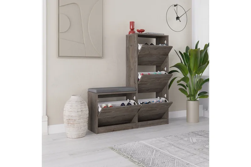 Kenkäkaappi Dude 105 cm - Tummanruskea - Säilytys - Kenkäsäilytys - Kenkäkaappi