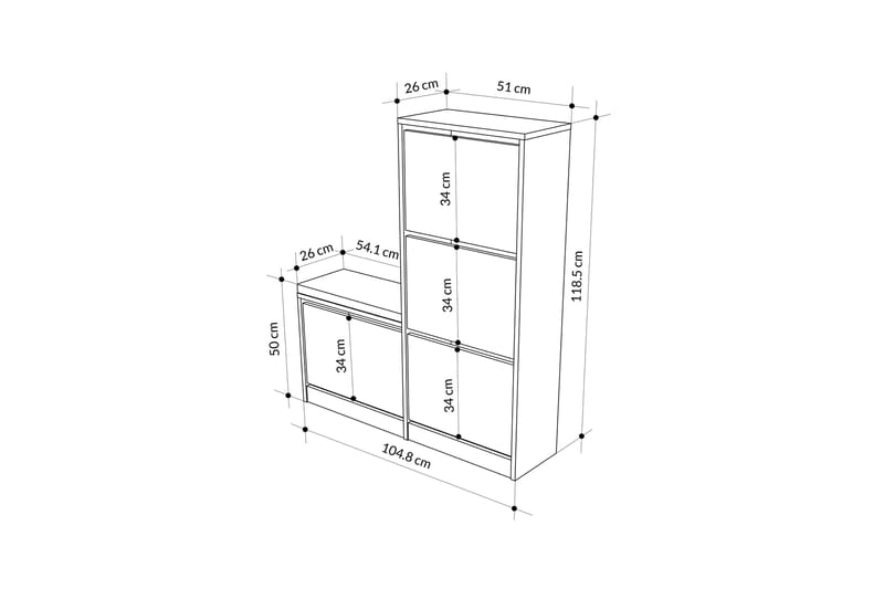 Kenkäkaappi Dude 105 cm - Tummanruskea - Säilytys - Kenkäsäilytys - Kenkäkaappi