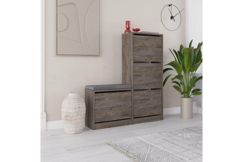 Kenkäkaappi Dude 105 cm - Tummanruskea - Säilytys - Kenkäsäilytys - Kenkäkaappi