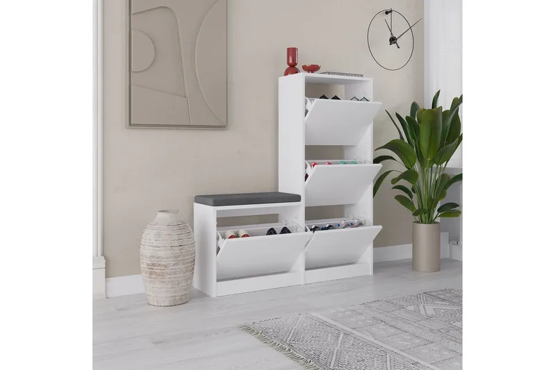 Kenkäkaappi Dude 105 cm - Valkoinen - Säilytys - Kenkäsäilytys - Kenkäkaappi