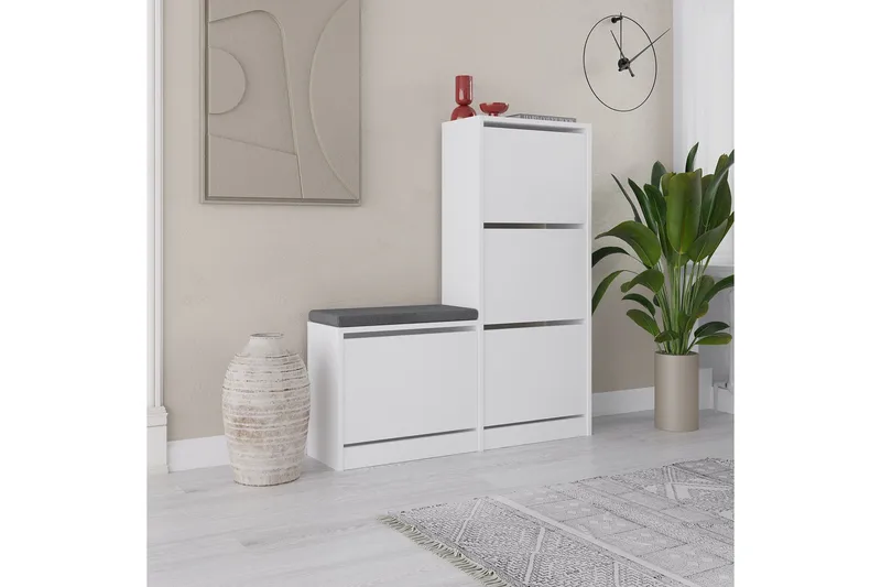 Kenkäkaappi Dude 105 cm - Valkoinen - Säilytys - Kenkäsäilytys - Kenkäkaappi