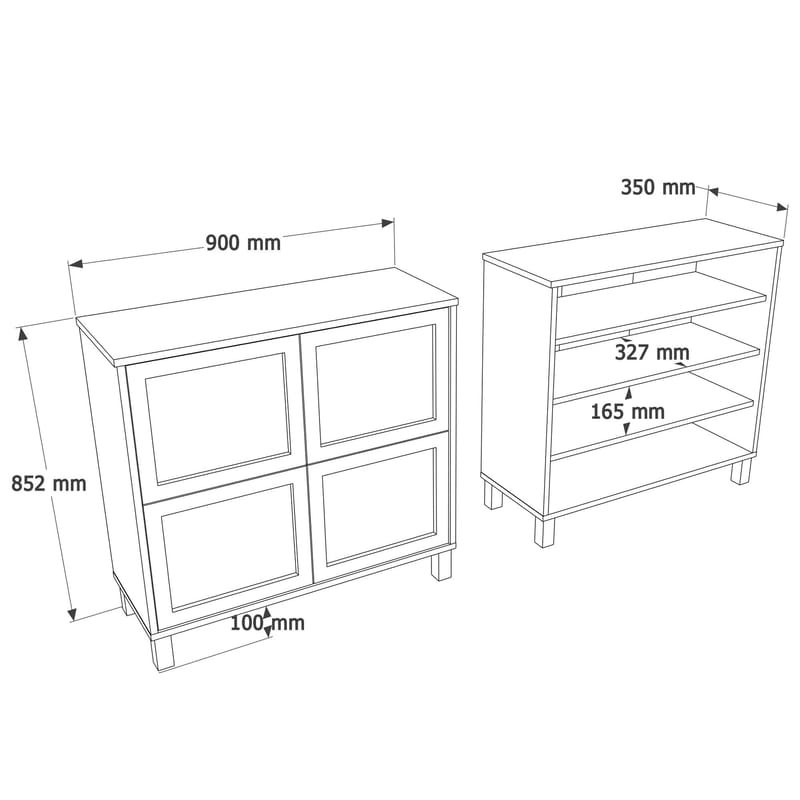 Kenkäkaappi Hanah Home Dune (90 x 85,2 x 35 cm) Tammi - Tammi - Säilytys - Kenkäsäilytys - Kenkäkaappi