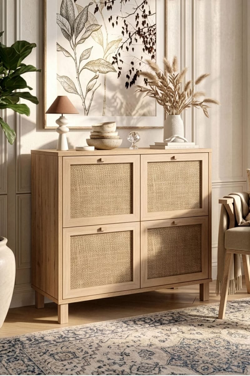 Kenkäkaappi Hanah Home Dune (90 x 85,2 x 35 cm) Tammi - Tammi - Säilytys - Kenkäsäilytys - Kenkäkaappi