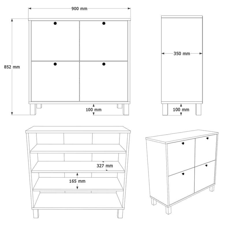 Kenkäkaappi Hanah Home Nord (90 x 85,2 x 35 cm) White Oak - Valkoinen tammi - Säilytys - Kenkäsäilytys - Kenkäkaappi