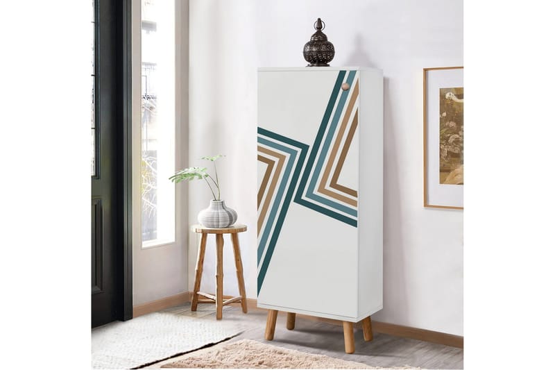 Kenkäkaappi Igrario 50 cm, Valkoinen/Sininen