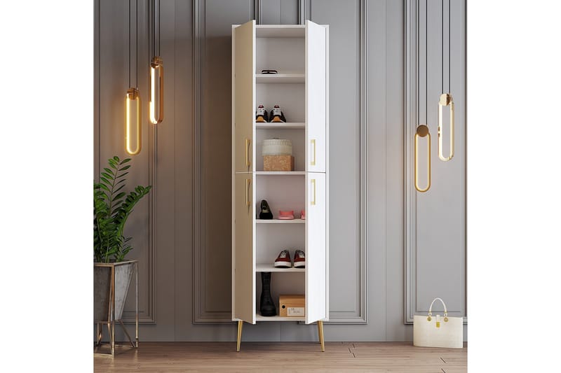 Kenkäkaappi Kotzen 60 cm - Kulta/Valkoinen - Säilytys - Kenkäsäilytys - Kenkäkaappi