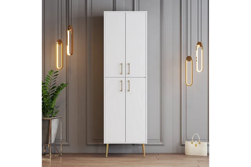 Kenkäkaappi Kotzen 60 cm, Kulta/Valkoinen