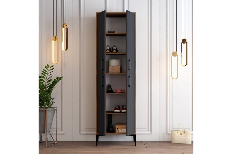 Kenkäkaappi Kotzen 60x35 cm - Tummanruskea/Antrasiitti - Säilytys - Kenkäsäilytys - Kenkäkaappi