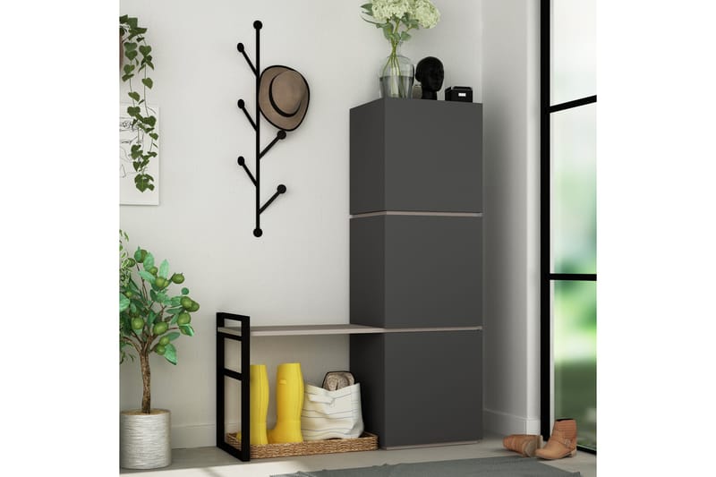 Kenkäkaappi Lindome 109 cm - Harmaa/Ruskea - Säilytys - Kenkäsäilytys - Kenkäkaappi