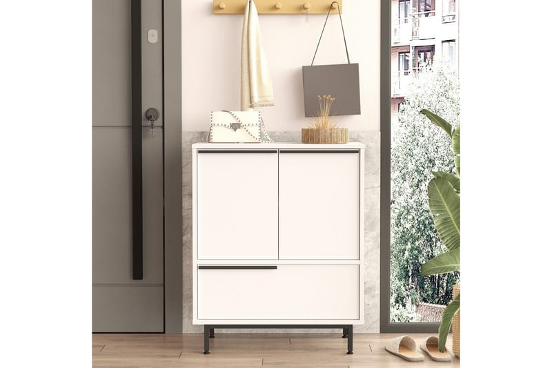 Kenkäkaappi Liyakat 74,8 cm - Valkoinen - Säilytys - Kenkäsäilytys - Kenkäkaappi