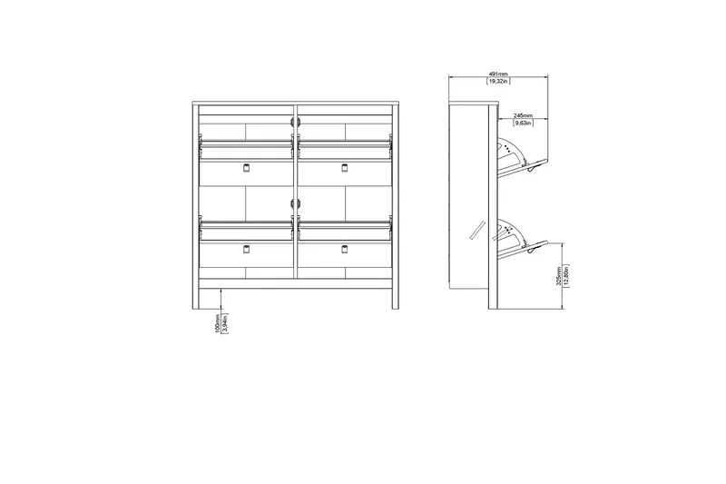 Kenkäkaappi Osterholm 25x102 cm - Musta - Säilytys - Kenkäsäilytys - Kenkäkaappi