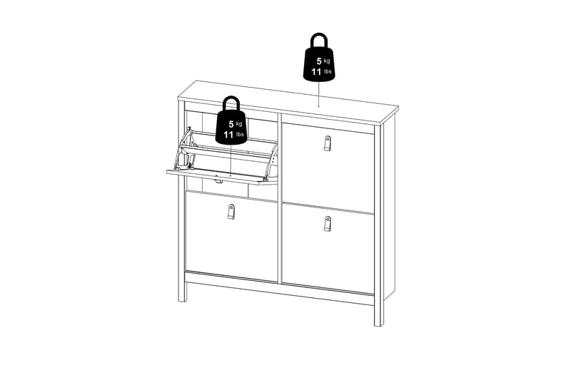 Kenkäkaappi Osterholm 25x102 cm - Musta - Säilytys - Kenkäsäilytys - Kenkäkaappi