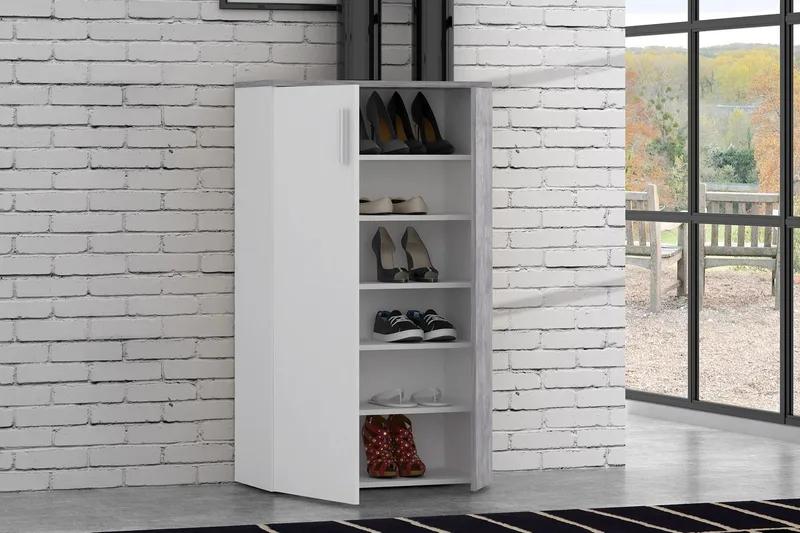 Kenkäkaappi Lidget 69 cm - Valkoinen/Harmaa - Säilytys - Kenkäsäilytys
