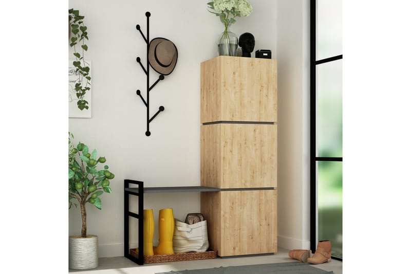 Kenkäkaappi Lindome 109 cm - Ruskea/Harmaa - Säilytys - Kenkäsäilytys