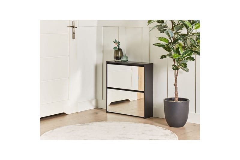 Kenkäkaappi Midfield Musta, Hopea, 63x17x67 cm - Musta, Hopea, 63x17x67 cm - Säilytys - Kenkäsäilytys