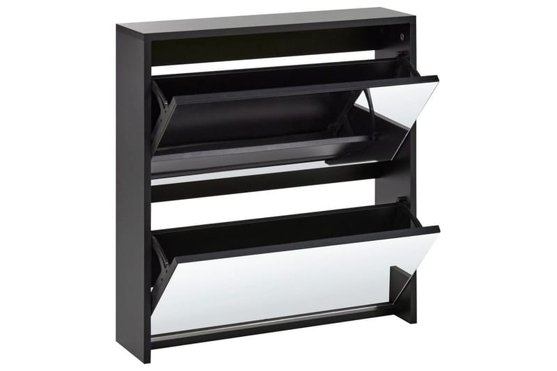 Kenkäkaappi Midfield Musta, Hopea, 63x17x67 cm - Musta, Hopea, 63x17x67 cm - Säilytys - Kenkäsäilytys