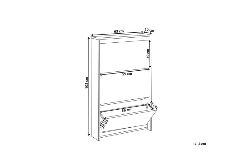 Kenkäkaappi Midfield Valkoinen, hopea, 63x17x103 cm - Valkoinen, hopea, 63x17x103 cm - Säilytys - Kenkäsäilytys