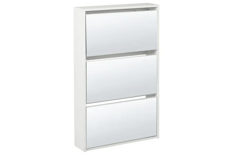 Kenkäkaappi Midfield Valkoinen, hopea, 63x17x103 cm, Valkoinen, hopea, 63x17x103 cm