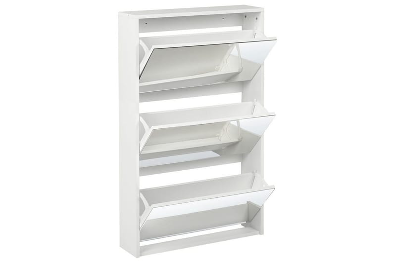 Kenkäkaappi Midfield Valkoinen, hopea, 63x17x103 cm - Valkoinen, hopea, 63x17x103 cm - Säilytys - Kenkäsäilytys