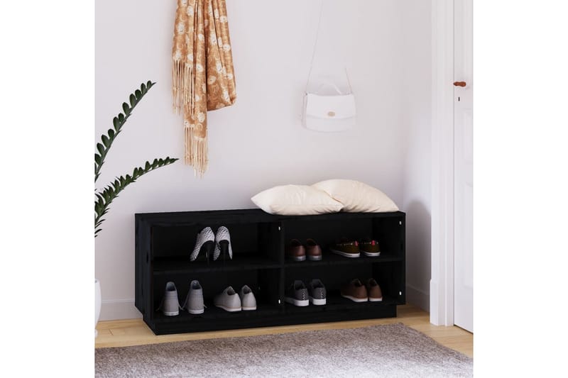 Kenkäkaappi musta 110x34x45 cm täysi mänty - Musta - Säilytys - Kenkäsäilytys - Kenkäteline & kenkähylly