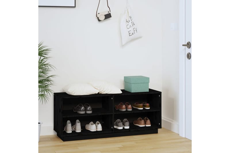 Kenkäkaappi musta 110x34x45 cm täysi mänty - Musta - Säilytys - Kenkäsäilytys - Kenkäteline & kenkähylly