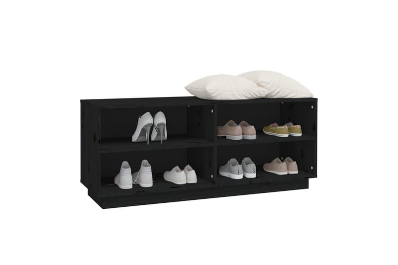 Kenkäkaappi musta 110x34x45 cm täysi mänty - Musta - Säilytys - Kenkäsäilytys - Kenkäteline & kenkähylly