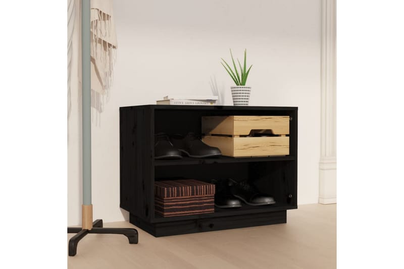 Kenkäkaappi musta 60x34x45 cm täysi mänty - Musta - Säilytys - Kenkäsäilytys