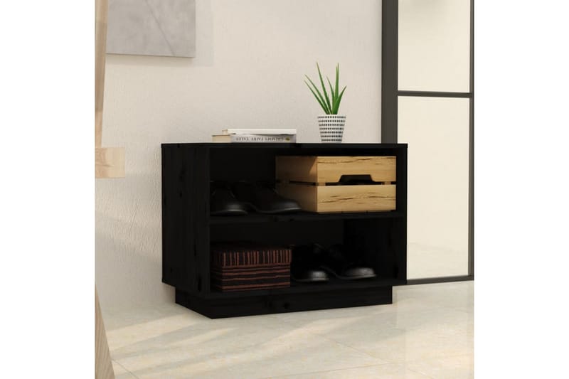 Kenkäkaappi musta 60x34x45 cm täysi mänty - Musta - Säilytys - Kenkäsäilytys