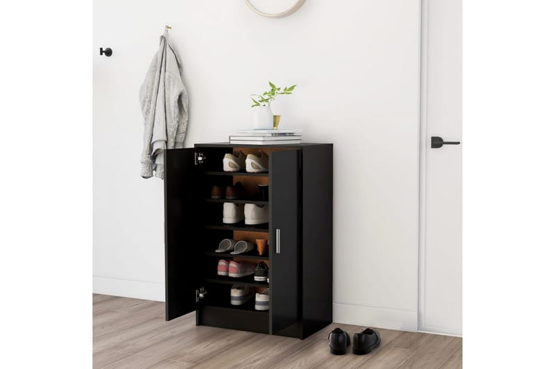 Kenkäkaappi musta 60x35x92 cm lastulevy - Musta - Säilytys - Kenkäsäilytys