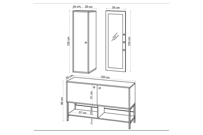 Kenkäkaappi Oriamal 35x120 cm - Luonnonväri - Säilytyskaappi - Kenkäsäilytys - Eteisen säilytys - Kenkäkaappi