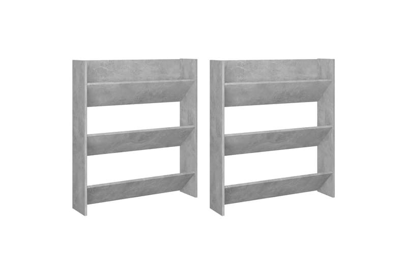 Seinäkenkäkaapit 2 kpl betoninharmaa 80x18x90 cm lastulevy - Säilytys - Kenkäsäilytys - Kenkäkaappi