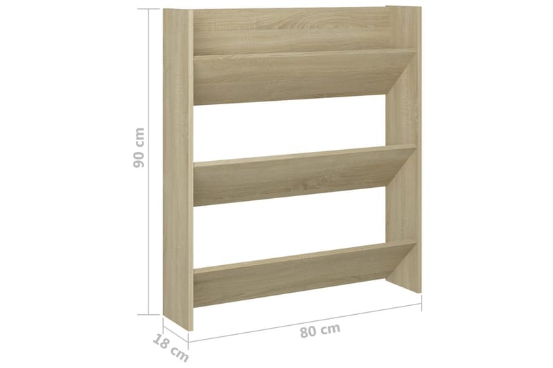 Seinäkenkäkaapit 2 kpl Sonoma-tammi 80x18x90 cm lastulevy - Säilytys - Kenkäsäilytys - Kenkäkaappi