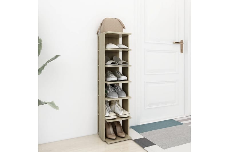 Kenkäkaappi Sonoma-tammi 25x27x102 cm lastulevy - Ruskea - Säilytys - Kenkäsäilytys