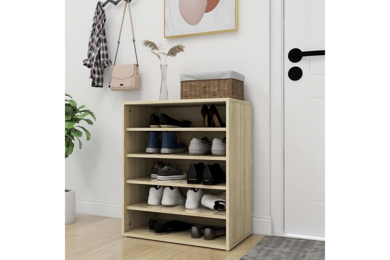 Kenkäkaappi Sonoma-tammi 60x35x70 cm lastulevy - Ruskea - Säilytys - Kenkäsäilytys