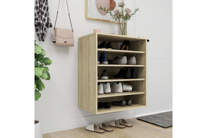 Kenkäkaappi Sonoma-tammi 60x35x70 cm lastulevy - Ruskea - Säilytys - Kenkäsäilytys