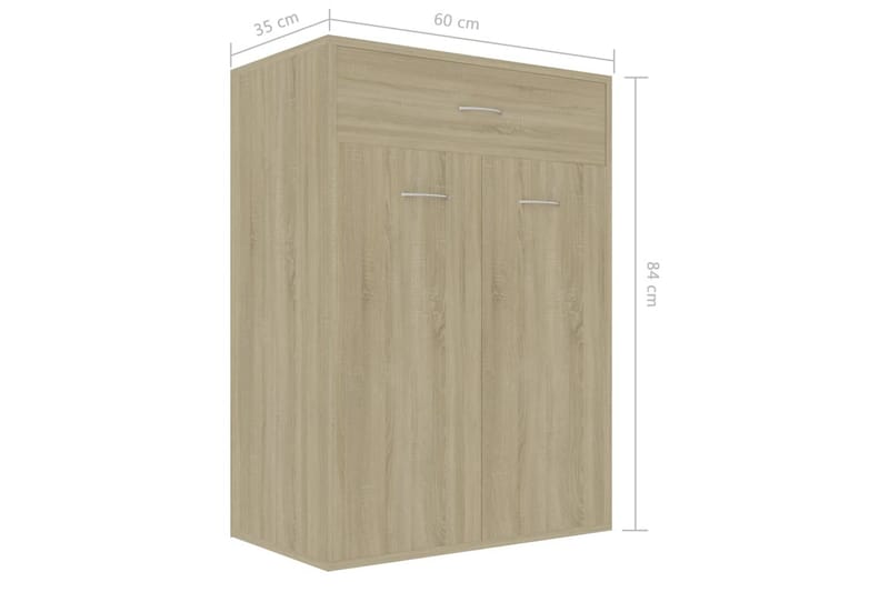 Kenkäkaappi Sonoma-tammi 60x35x84 cm lastulevy - Ruskea - Säilytys - Kenkäsäilytys