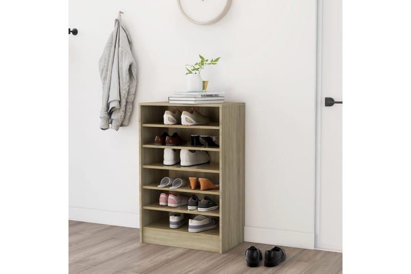 Kenkäkaappi Sonoma-tammi 60x35x92 cm lastulevy - Ruskea - Säilytys - Kenkäsäilytys