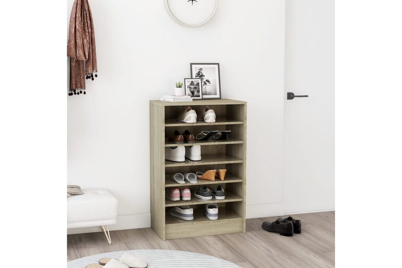 Kenkäkaappi Sonoma-tammi 60x35x92 cm lastulevy - Ruskea - Säilytys - Kenkäsäilytys
