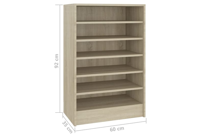 Kenkäkaappi Sonoma-tammi 60x35x92 cm lastulevy - Ruskea - Säilytys - Kenkäsäilytys