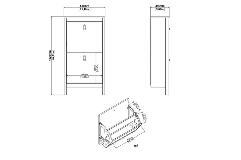 Kenkäkaappi Tvilum Vallvidera-kenkäkaappi 54 cm Beige - Säilytys - Kenkäsäilytys
