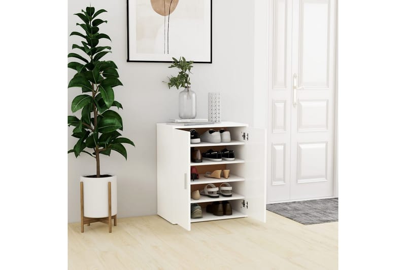 Kenkäkaappi valkoinen 60x35x70 cm lastulevy - Valkoinen - Säilytys - Kenkäsäilytys
