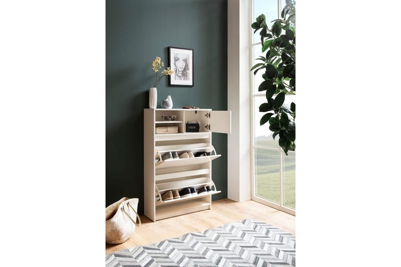 Kenkäkaappi Wohnling kahdella kääntöosastolla, yksi ovi, melamiinipinnoitettu MDF moderni - Säilytys - Kenkäsäilytys